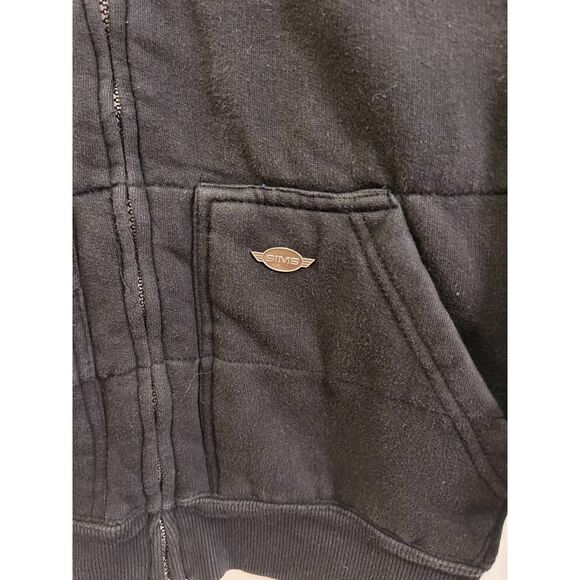 SIMS Black Full Zip Snowboard Sweatshirt FIshing Hoodie Mens Size Small - Picture 5 of 9